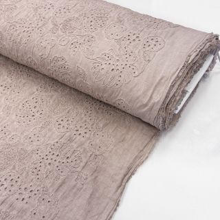 Bavlnená látka VOILE EMBROIDERY Vintage old pink