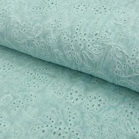 Bavlnená látka VOILE EMBROIDERY Vintage aqua