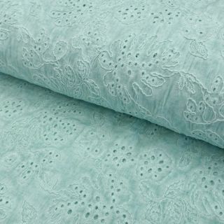 Bawełniana tkanina VOILE EMBROIDERY Vintage aqua