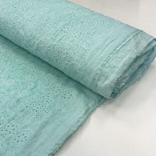 Bawełniana tkanina VOILE EMBROIDERY Vintage aqua
