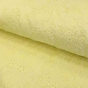Bavlnená látka VOILE EMBROIDERY Vintage yellow