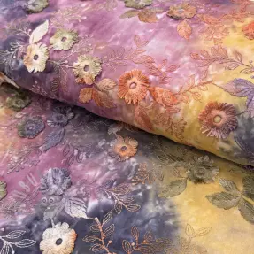 Bawełniana tkanina TIE DYE EMBROIDERY Poppy design E