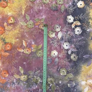 Bawełniana tkanina TIE DYE EMBROIDERY Poppy design E