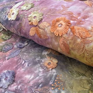 Bawełniana tkanina TIE DYE EMBROIDERY Poppy design E
