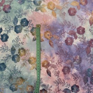 Bawełniana tkanina TIE DYE EMBROIDERY Poppy design C