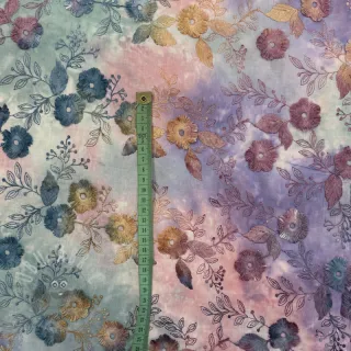 Bawełniana tkanina TIE DYE EMBROIDERY Poppy design C