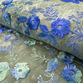 Bawełniana tkanina TIE DYE EMBROIDERY Poppy design B