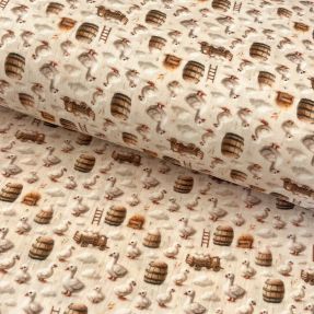Muślin double Little farm animals design C digital print