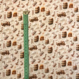 Muślin double Little farm animals design C digital print
