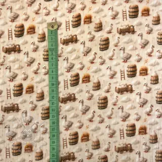 Muślin double Little farm animals design C digital print