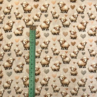 Muślin double Little farm animals design A digital print