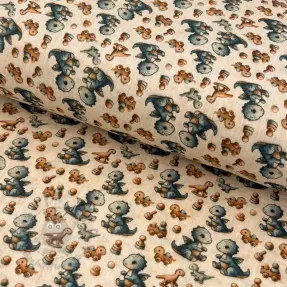 Muślin double gauze Baby dino design B digital print