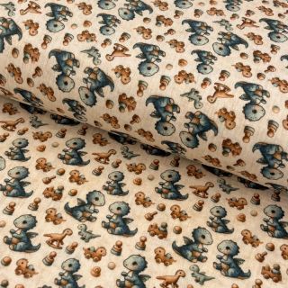 Muślin double gauze Baby dino design B digital print