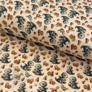Muślin double gauze Baby dino design B digital print