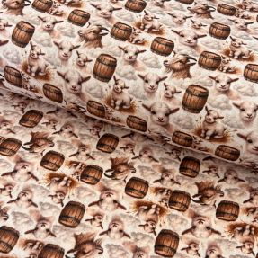 Muślin double Little farm animals design D digital print