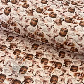 Muślin double Little farm animals design D digital print