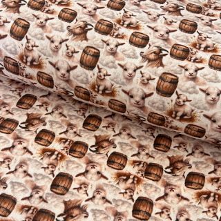 Muślin double Little farm animals design D digital print