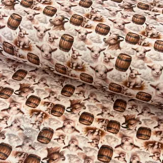 Muślin double Little farm animals design D digital print