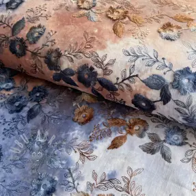 Bawełniana tkanina TIE DYE EMBROIDERY Poppy design I