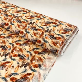 Wiskoza RAYON POPLIN Feathers design C digital print