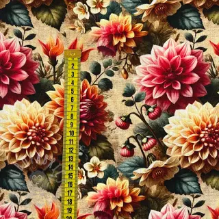 Tkanina wiskozowa z lnem Rosalie design A digital print
