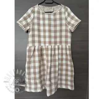 Muślin double gauze Double sided CHECKS MINI sand