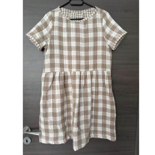 Podwójna gaza/muslin Double sided CHECKS MINI sand