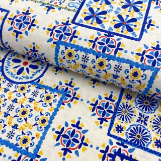 Dekoračná látka premium Azulejos tile patch