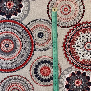 Tkanina dekoracyjna Linenlook Geometric mandala red