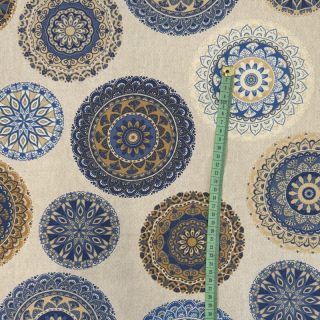 Tkanina dekoracyjna Linenlook Mandala Circle blue