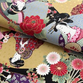 Bawełniana tkanina JAPAN Sayuri rouge