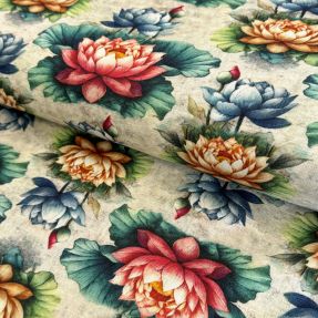 Wiskoza z lnem Clover design D digital print