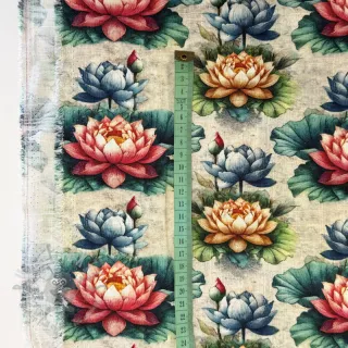 Tkanina wiskozowa z lnem Clover design D digital print