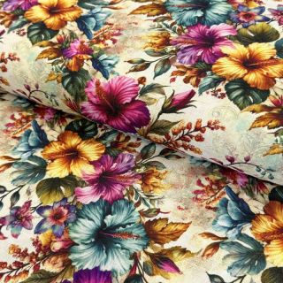 Wiskoza z lnem Clover design B digital print