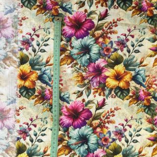 Wiskoza z lnem Clover design B digital print