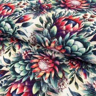 Tkanina wiskozowa z lnem Azalea design D digital print