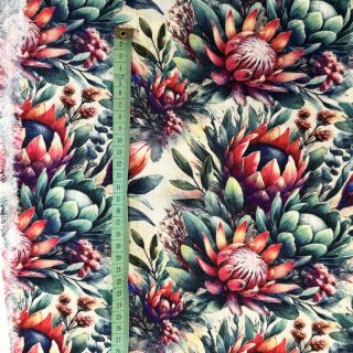 Wiskoza z lnem Azalea design D digital print