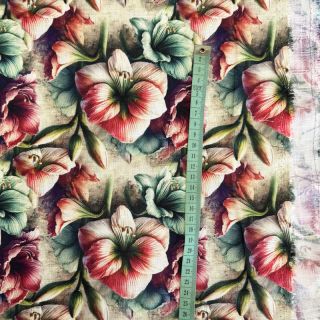 Tkanina wiskozowa z lnem Azalea design A digital print