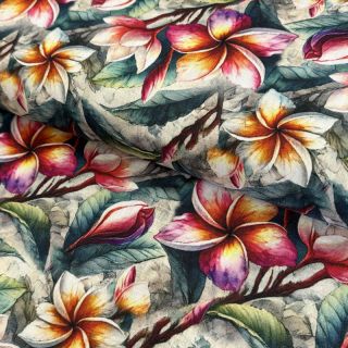 Tkanina wiskozowa z lnem Jasmine design C digital print