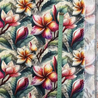 Tkanina wiskozowa z lnem Jasmine design C digital print