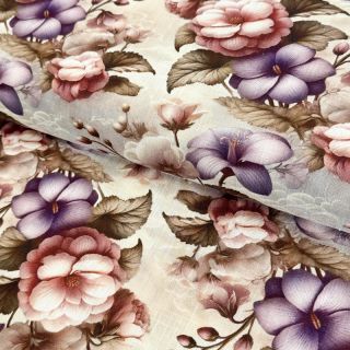 Tkanina wiskozowa z lnem Casia design C digital print