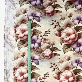 Tkanina wiskozowa z lnem Casia design C digital print