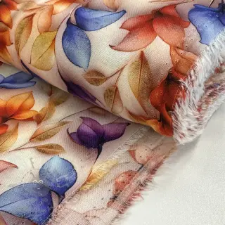 Wiskoza RAYON POPLIN Leafs design D digital print