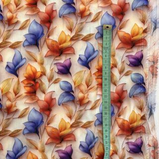 Wiskoza RAYON POPLIN Leafs design D digital print