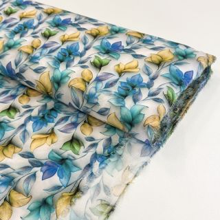 Viskóza RAYON POPLIN Leafs design A digital print