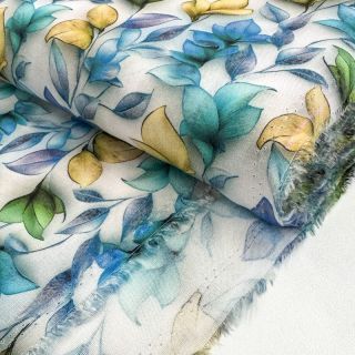 Viskóza RAYON POPLIN Leafs design A digital print