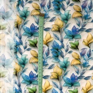 Viskóza RAYON POPLIN Leafs design A digital print