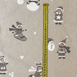 Tkanina dekoracyjna Linenlook Kids Playing Snow