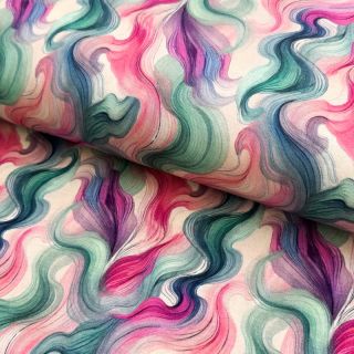 Úplet VISCOSE Silent Flow pink digital print