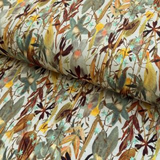 Dzianina WISKOZA Vibrant forest brown digital print